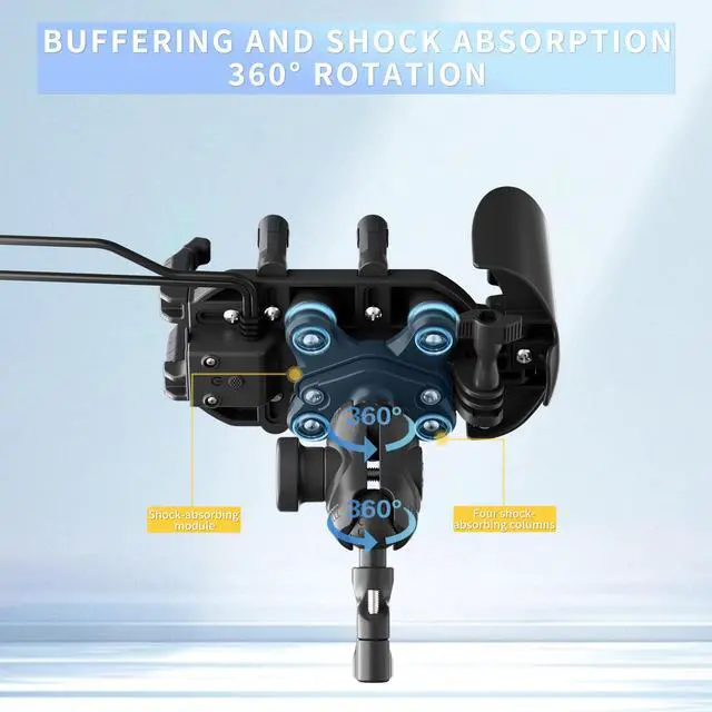 Alt view image 4 of 7 - Motorcycle Phone Mount with 15W Wireless Charger & PD/USB-C USB Quick Charger Anti Vibration Theft Motorcycle Phone Holder with Sun Shade for Motorcycles