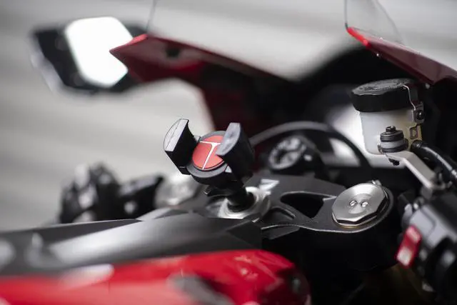 Alt view image 2 of 7 - Universal Motorcycle Phone Mount Kit Fork Stem GPS/Smartphone Holder Fits 13-24 mm Stem Secure Motorcycle Cellphone Mount - Made in USA