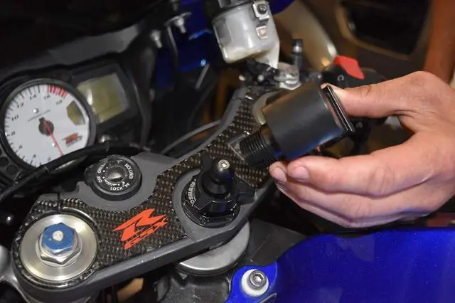 Alt view image 6 of 7 - Universal Motorcycle Phone Mount Kit Fork Stem GPS/Smartphone Holder Fits 13-24 mm Stem Secure Motorcycle Cellphone Mount - Made in USA