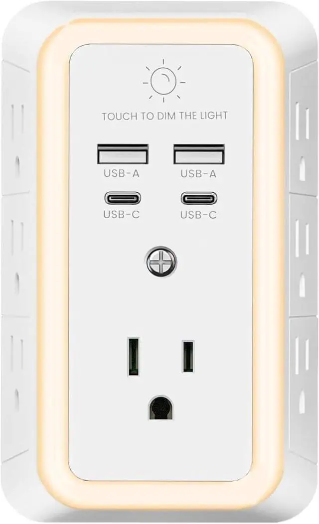 Main image of Multi Plug Outlet Surge Protector, 7 Outlet Extender with Night Light, USB Wall Charger with 2 USB C and 2 USB Ports, Surge Protector Power Strip, Multi Plug Wall Outlet, Wall Plug for Home Office