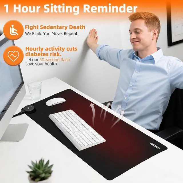 Alt view image 3 of 4 - Heated Desk Pad, 31.5"×13" PU Leather Mouse Mat with Digital Temp Display, 3-Level 122 Warmth, 4H Auto Shut-Off, Waterproof Non-Slip Office & Home Heating Mat