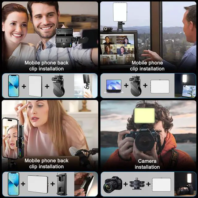 Alt view image 4 of 6 - RGB Selfie Light 94 LED 3000-9900K Dimmable, 360° Full Color Clip On Lights 20 Scene Modes Phone Flashing Light Camera Lighting for Zoom Meetings Live Stream TikTok Video Makeup Fill Light