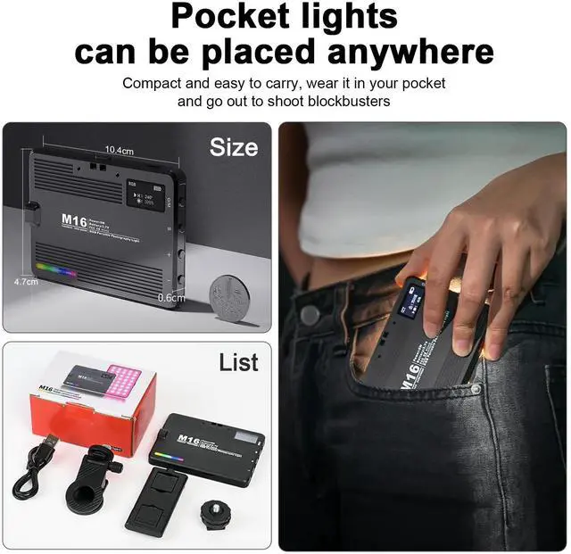 Alt view image 6 of 6 - RGB Selfie Light 94 LED 3000-9900K Dimmable, 360° Full Color Clip On Lights 20 Scene Modes Phone Flashing Light Camera Lighting for Zoom Meetings Live Stream TikTok Video Makeup Fill Light