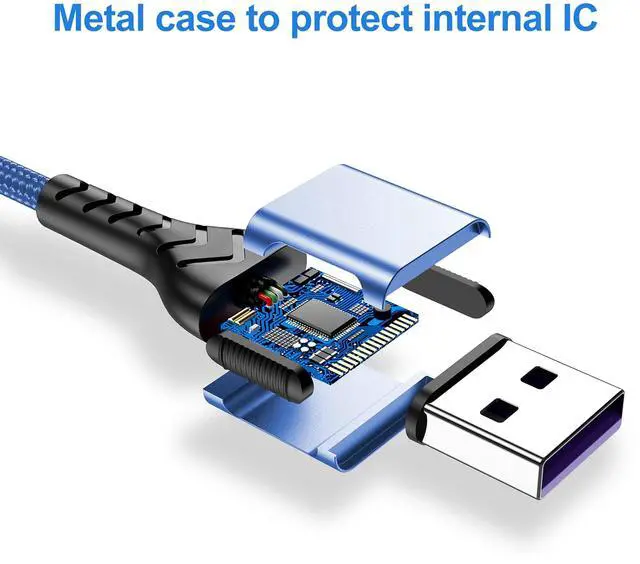 Alt view image 2 of 6 - USB-C Charger, 16ft Fast Charging USB-C Cable, Compatible with iPhone 15 Pro/Plus/Max/Android - Blue