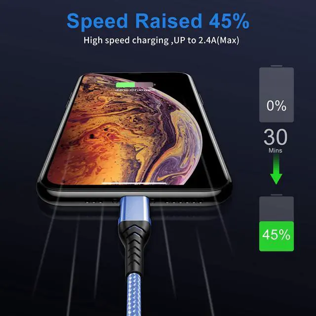 Alt view image 4 of 6 - USB-C Charger, 16ft Fast Charging USB-C Cable, Compatible with iPhone 15 Pro/Plus/Max/Android - Blue