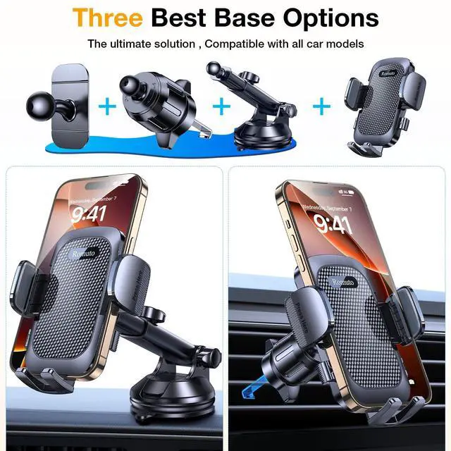 Alt view image 2 of 7 - Phone Holders for Your Car Phone Holder MountSuper SuctionCell Phone Holder for Car Accessories for Women Men360° Adjustable Suction Phone Mount for Car, Window, Bathroom for iPhone Samsung