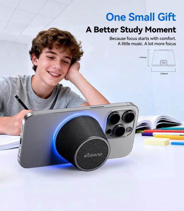 Alt view image 3 of 7 - Small Portable Bluetooth Speaker Birthday Gifts Magnetic Phone Stand | Magnetic Wireless Bluetooth Speaker,TWS Pairing,9 RGB Modes,IPX5 Waterproof,Travel Essentials Cool Gadgets for Men Teen Boys