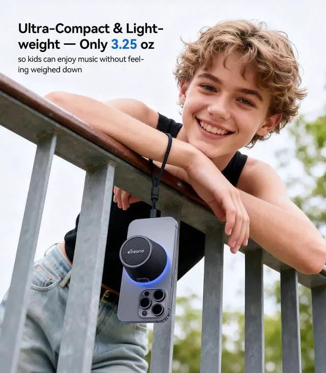 Alt view image 6 of 7 - Small Portable Bluetooth Speaker Birthday Gifts Magnetic Phone Stand | Magnetic Wireless Bluetooth Speaker,TWS Pairing,9 RGB Modes,IPX5 Waterproof,Travel Essentials Cool Gadgets for Men Teen Boys