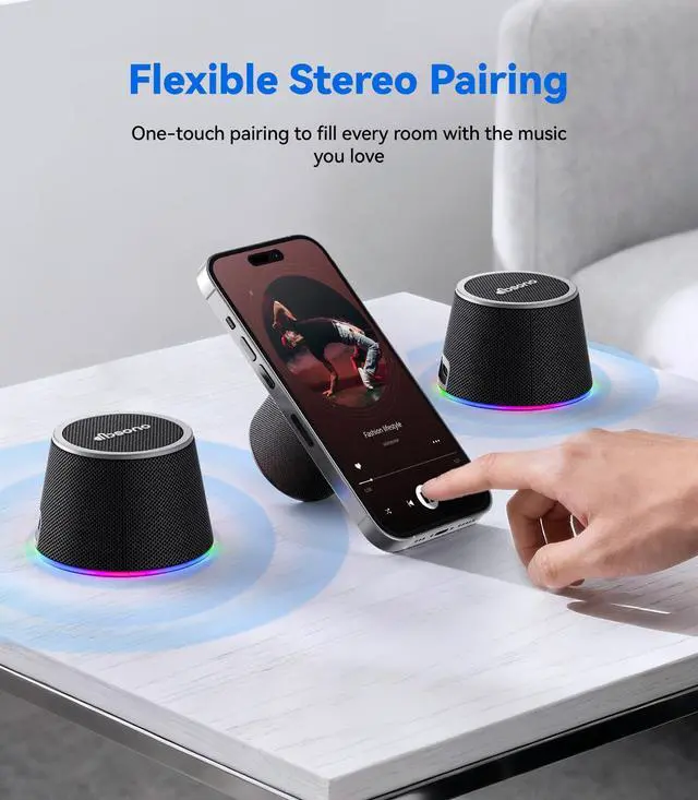 Alt view image 5 of 7 - Small Portable Bluetooth Speaker Birthday Gifts Magnetic Phone Stand | Magnetic Wireless Bluetooth Speaker,TWS Pairing,9 RGB Modes,IPX5 Waterproof,Travel Essentials Cool Gadgets for Men Teen Boys