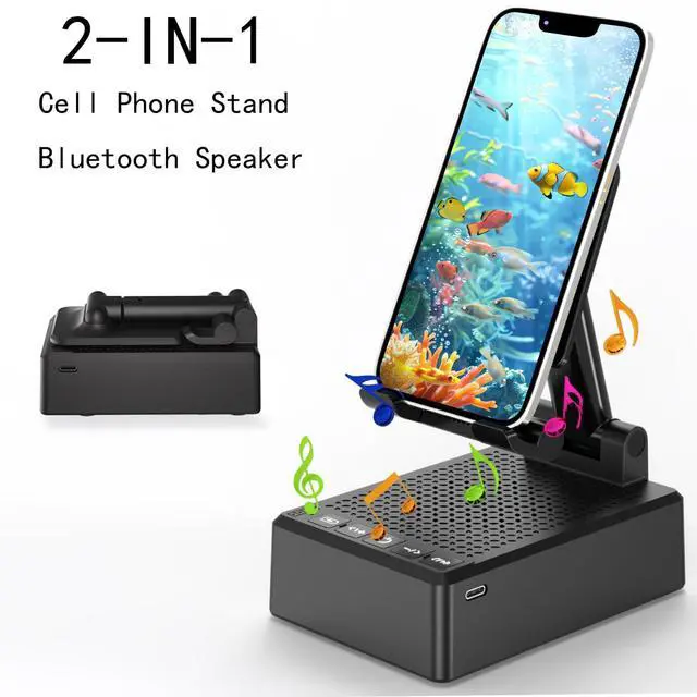 Alt view image 2 of 7 - Birthday Gifts for Men,Cell Phone Stand with Wireless Bluetooth Speaker and Antislip Base HD Surround Sound for Home and Outdoors with Bluetooth Speaker for Desk Compatible with iPhone (Black)
