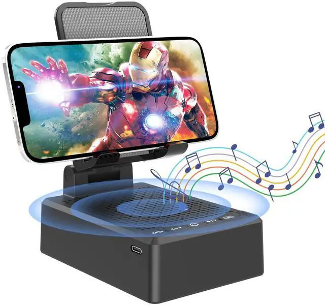 Main image of Birthday Gifts for Men,Cell Phone Stand with Wireless Bluetooth Speaker and Antislip Base HD Surround Sound for Home and Outdoors with Bluetooth Speaker for Desk Compatible with iPhone (Black)