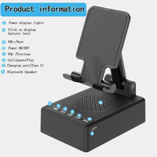 Alt view image 7 of 7 - Birthday Gifts for Men,Cell Phone Stand with Wireless Bluetooth Speaker and Antislip Base HD Surround Sound for Home and Outdoors with Bluetooth Speaker for Desk Compatible with iPhone (Black)