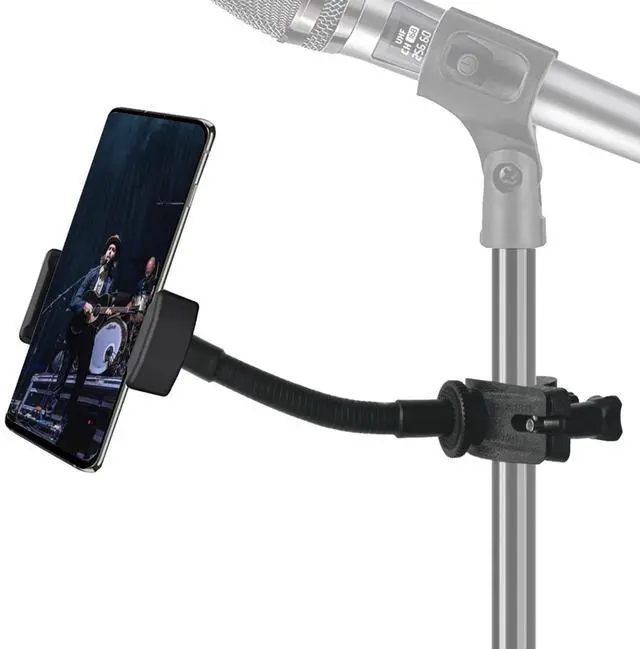 Main image of Mic Stand Phone Holder, Flexible Phone Holder for Microphone Stand, Adjustable iPhone Mic Stand Holders, Music Stands Phone Holders for iPhone 14 13 12 MAX Pro Samsung Galaxy All Smartphones