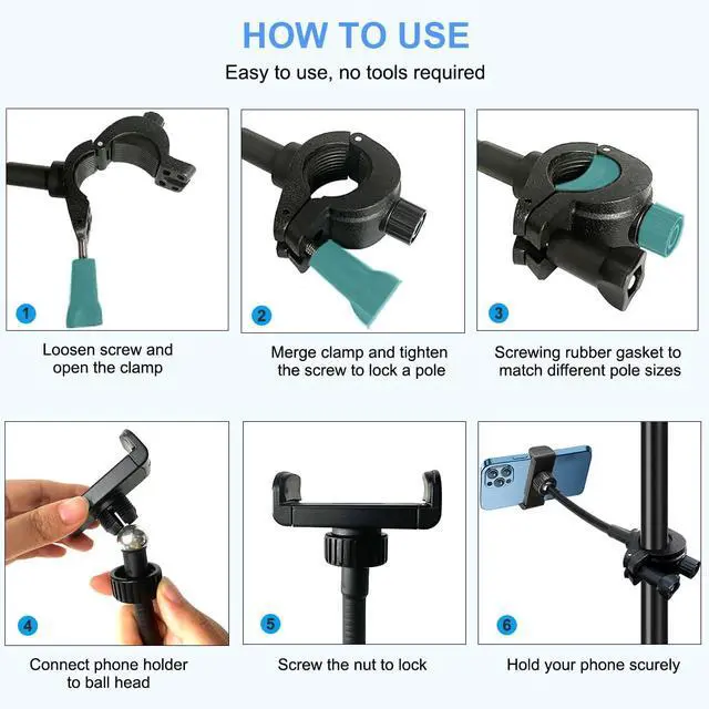 Alt view image 7 of 7 - Mic Stand Phone Holder, Flexible Phone Holder for Microphone Stand, Adjustable iPhone Mic Stand Holders, Music Stands Phone Holders for iPhone 14 13 12 MAX Pro Samsung Galaxy All Smartphones