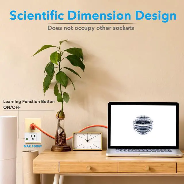 Alt view image 6 of 7 - Wireless Remote Control Outlet Switch, Remote Plug Sockets 230ft RF Range, Remote Light Switch Kit for Household Appliances, 5 Outlets + 2 Remotes, 1800W, White