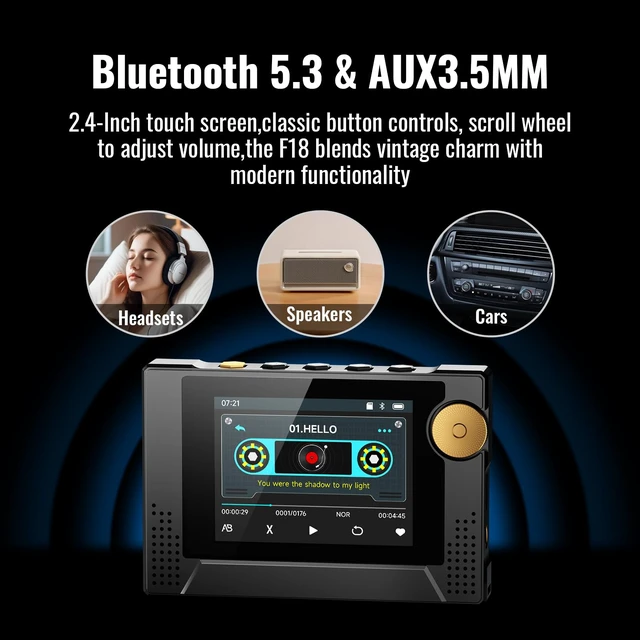 Alt view image 4 of 7 - 64GB 80s Retro MP3 Player with HD Speaker,MP3 Cassette Nostalgia Player,Dynamic Retro UI,Tape Drive Shape,Portable Bluetooth MP3 Music Player 50 Hours Long Battery Life, 2.4" Touchscreen (Black)