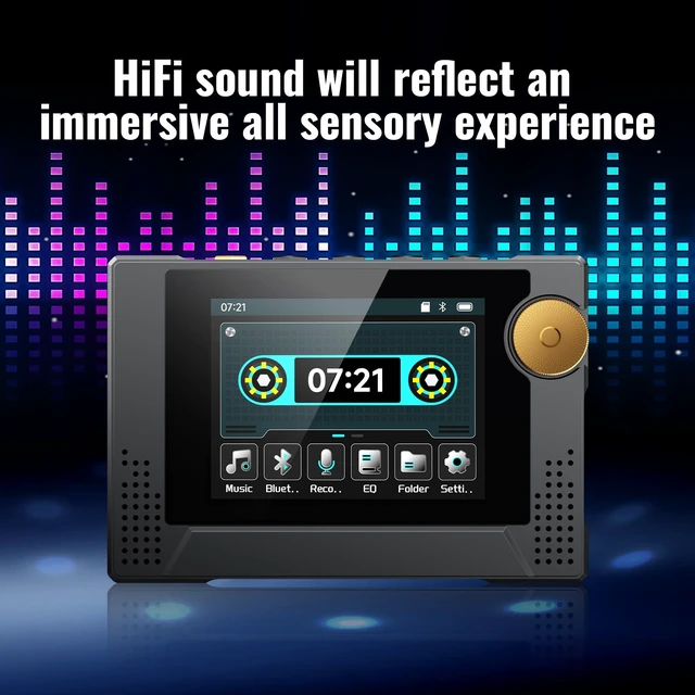 Alt view image 3 of 7 - 64GB 80s Retro MP3 Player with HD Speaker,MP3 Cassette Nostalgia Player,Dynamic Retro UI,Tape Drive Shape,Portable Bluetooth MP3 Music Player 50 Hours Long Battery Life, 2.4" Touchscreen (Black)