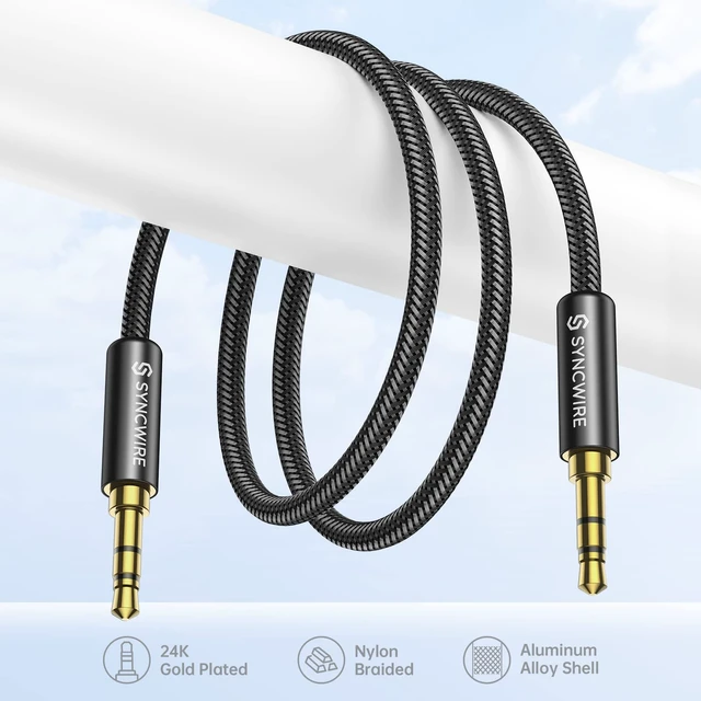 Alt view image 7 of 7 - 3.5mm Aux Cable (9.8ft/3m) Hi-Fi Sound Nylon Braided Auxiliary Audio Cable Adapter Male to Male AUX Cord for Headphones, Car, Home Stereos, Speaker, iPhone, iPad, iPod, Echo & More Black
