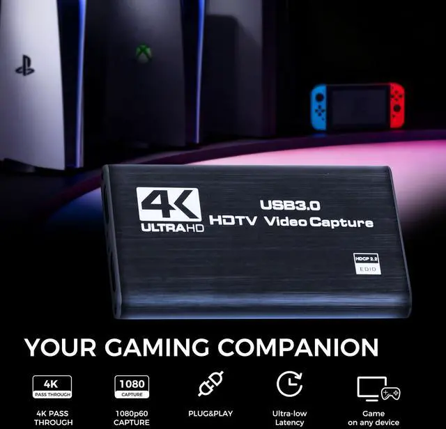 Alt view image 2 of 7 - 4K HDMI Capture Card for Streaming & Gaming, USB 3.0 Audio Video Capture Device 1080P 60FPS, Low Latency, HDMI Loop Out, Capture Card for PS5, Xbox, Nintendo Switch, PC, Mac, OBS - MSP231