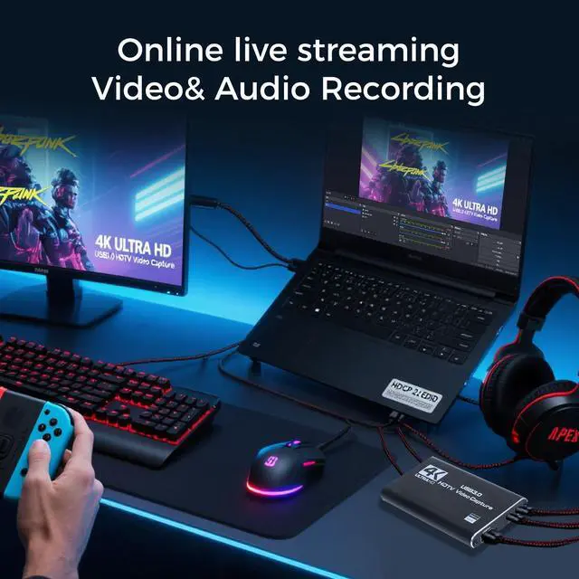 Alt view image 4 of 7 - 4K HDMI Capture Card for Streaming & Gaming, USB 3.0 Audio Video Capture Device 1080P 60FPS, Low Latency, HDMI Loop Out, Capture Card for PS5, Xbox, Nintendo Switch, PC, Mac, OBS - MSP231