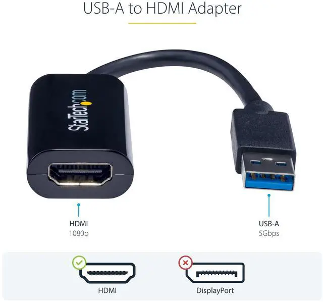 Alt view image 3 of 7 - USB 3.0 to HDMI Adapter, USB-A to HDMI Display Converter, 1080P 60Hz Full HD Video Graphics Adapter, Driver Required, USB Monitor Extender for Windows PC (USB32HDES)