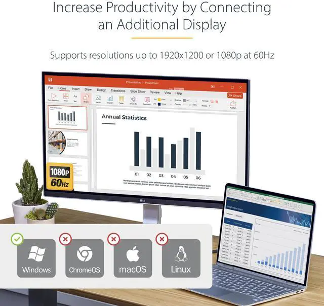 Alt view image 2 of 7 - USB 3.0 to HDMI Adapter, USB-A to HDMI Display Converter, 1080P 60Hz Full HD Video Graphics Adapter, Driver Required, USB Monitor Extender for Windows PC (USB32HDES)