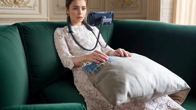 Alt view image 5 of 7 - 2in1 Cell Phone Neck Holder Handfree for Sleeping, Magnetic Lazy Neck Phone Mount for Bedroom Reading Watching Movie