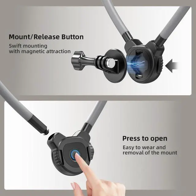 Alt view image 5 of 7 - Magnetic Quick Release Extended Neck Mount for Hands-Free POV Vlogging,Adjustable Chest Strap and Neck Mount for DJI OSMO 360 Nano Action 6/5 Pro/4/3,GoPro Hero 13/12/11,Insta360 X5/X4 and More