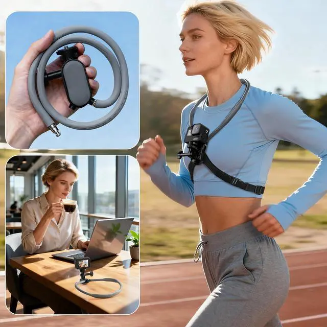 Alt view image 4 of 6 - Camera Phone Chest Neck Mount Holder for Video Recording iPhone Samsung 4-7 Inch Phones AKASO/Go Pro/Insta360X5/DJI360 (Cameras Mount)