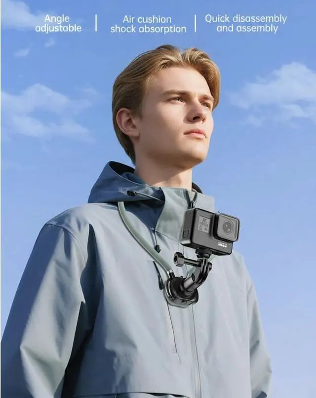 Alt view image 3 of 7 - Neck Hanging Phone Holder,Hands Free POV/Vlog Chest Camera Phone Holder for Video Recording,Compatible with iPhone, Andriod, Gopro, Action Camera,with Stable Back Strap