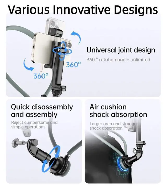 Alt view image 4 of 7 - Neck Hanging Phone Holder,Hands Free POV/Vlog Chest Camera Phone Holder for Video Recording,Compatible with iPhone, Andriod, Gopro, Action Camera,with Stable Back Strap