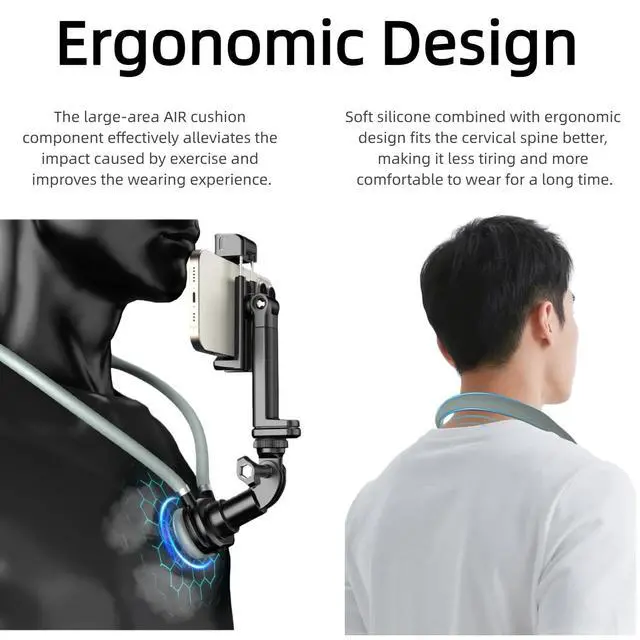 Alt view image 6 of 7 - Neck Hanging Phone Holder,Hands Free POV/Vlog Chest Camera Phone Holder for Video Recording,Compatible with iPhone, Andriod, Gopro, Action Camera,with Stable Back Strap