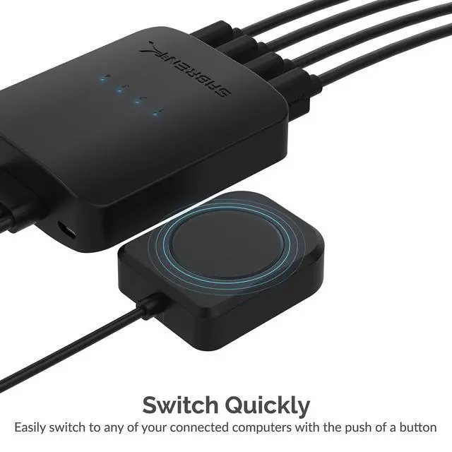 Alt view image 4 of 7 - USB 2.0 Sharing Switch up to 4 Computers and Peripherals LED Device Indicators (USB-USS4)