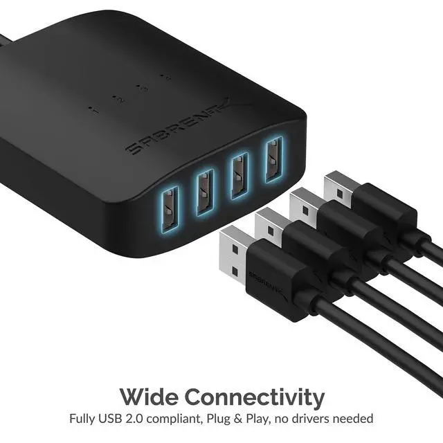 Alt view image 6 of 7 - USB 2.0 Sharing Switch up to 4 Computers and Peripherals LED Device Indicators (USB-USS4)