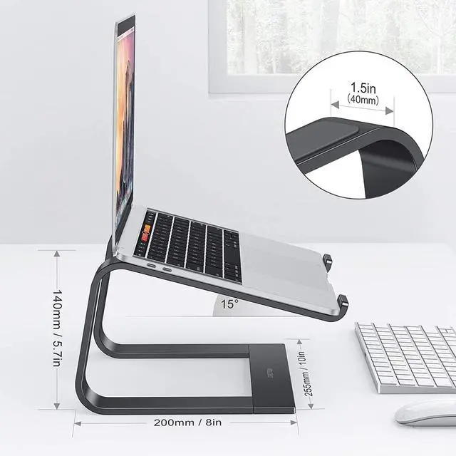 Alt view image 2 of 7 - Laptop Stand, Detachable Laptop Mount, Aluminum Laptop Holder Stand for Desk, Compatible with MacBook Air/Pro, Dell, HP, Lenovo and All Laptops (11-16 inch), Black
