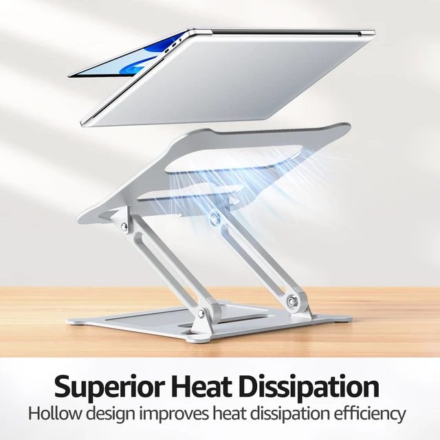 Alt view image 6 of 7 - Urmust Adjustable Laptop Stand for Desk, 10-15.6 Laptop Riser, Silver | Sturdy Aluminum Foldable Stand, Heat-Dissipation Design, Ergonomic Holder Fits MacBook/Dell/HP/Lenovo for Home/Office.