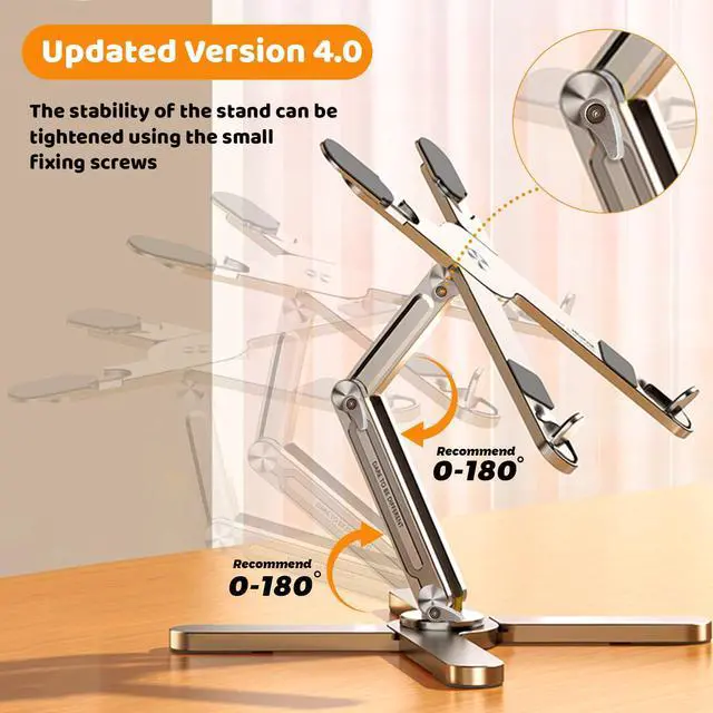 Alt view image 2 of 7 - Laptop Stand with 360 Rotating Base, Computer Notebook Laptop Riser Metal Holder for Desk Collaborative Work, Fully Foldable for Easy Storage, Fits All MacBook, Laptops up to 16 inches