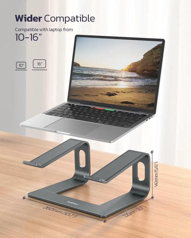 Alt view image 5 of 7 - All-Aluminum Laptop Stand for Desk, Ergonomic Detachable Ventilated Cooling Computer Riser, Anti-Slip Design Notebook Holder Compatible with All 10-16" Laptops (MacBook, Dell XPS, HP, Lenovo)
