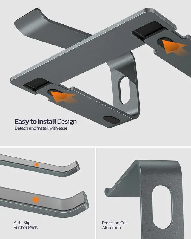 Alt view image 6 of 7 - All-Aluminum Laptop Stand for Desk, Ergonomic Detachable Ventilated Cooling Computer Riser, Anti-Slip Design Notebook Holder Compatible with All 10-16" Laptops (MacBook, Dell XPS, HP, Lenovo)