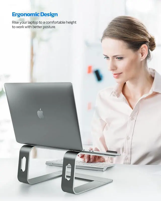 Alt view image 2 of 7 - All-Aluminum Laptop Stand for Desk, Ergonomic Detachable Ventilated Cooling Computer Riser, Anti-Slip Design Notebook Holder Compatible with All 10-16" Laptops (MacBook, Dell XPS, HP, Lenovo)