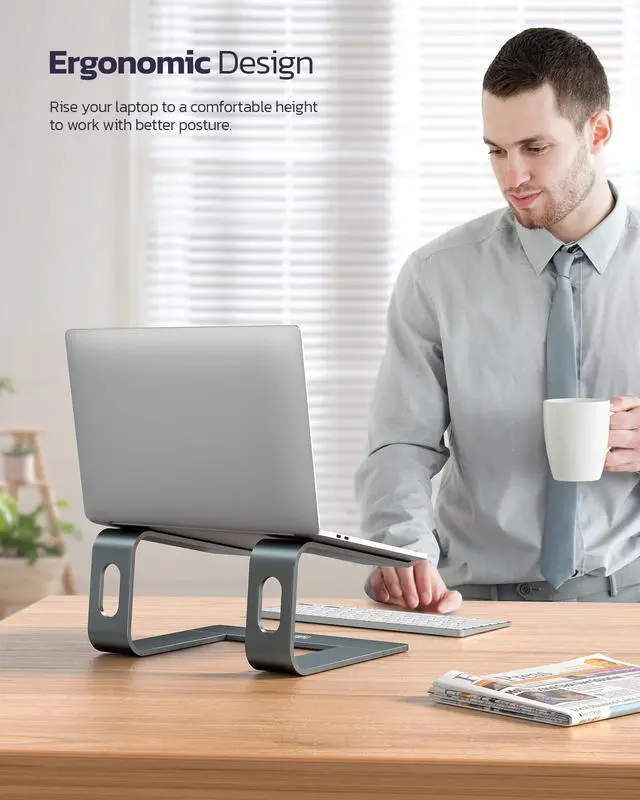 Alt view image 3 of 7 - All-Aluminum Laptop Stand for Desk, Ergonomic Detachable Ventilated Cooling Computer Riser, Anti-Slip Design Notebook Holder Compatible with All 10-16" Laptops (MacBook, Dell XPS, HP, Lenovo)