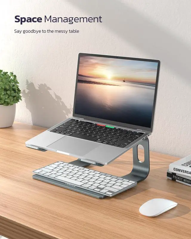 Alt view image 7 of 7 - All-Aluminum Laptop Stand for Desk, Ergonomic Detachable Ventilated Cooling Computer Riser, Anti-Slip Design Notebook Holder Compatible with All 10-16" Laptops (MacBook, Dell XPS, HP, Lenovo)