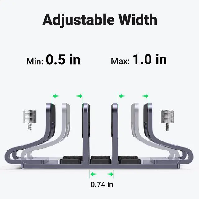 Alt view image 4 of 7 - 3-Slot Vertical Laptop Stand Holder Desk Compatible with MacBook Pro Air Laptop Stand Desktop Adjustable, Lenovo Ideapad, Surface Book, HP Notebook, Dell Chromebook Up to 17.3 Inch, Space Gray