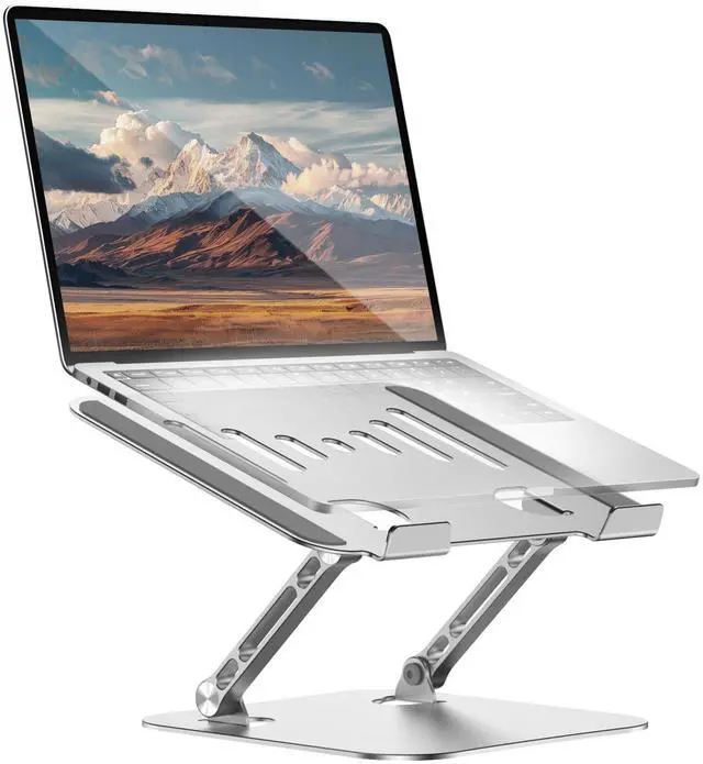 Main image of Laptop Stand for Desk Adjustable Height Portable Laptop Riser Aluminum Laptop Stand for Desk Foldable with Ergonomic 10-17" Silver