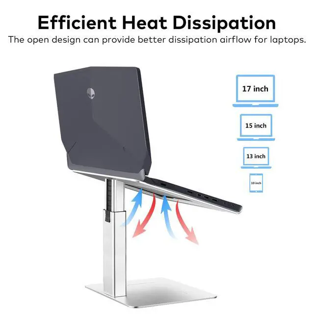 Alt view image 6 of 7 - Laptop Stand for Desk, Ergonomic Aluminum Laptop Stand Adjustable Height from 7-15", Sitting and Standing Laptop Riser for 10-17" Notebook