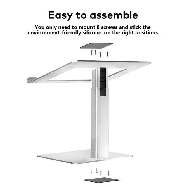Alt view image 7 of 7 - Laptop Stand for Desk, Ergonomic Aluminum Laptop Stand Adjustable Height from 7-15", Sitting and Standing Laptop Riser for 10-17" Notebook