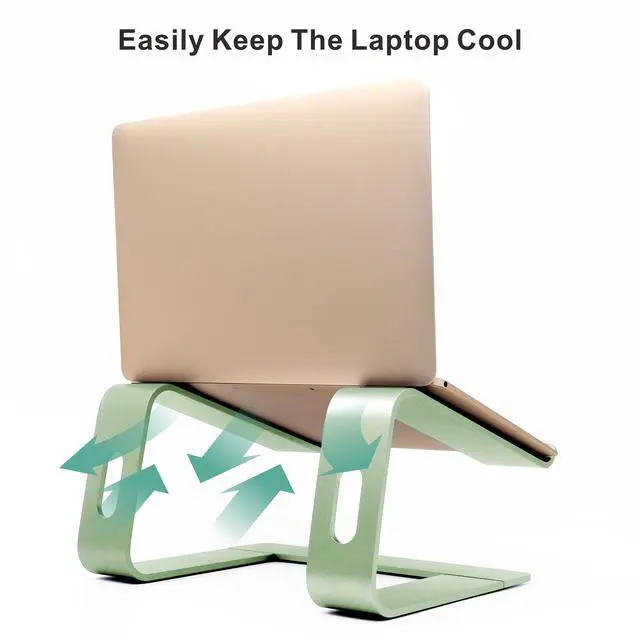 Alt view image 5 of 7 - Ergonomic Aluminum Laptop Mount - Adjustable Computer Stand for MacBook Pro/Air HP Lenovo Samsung Dell - Fits 10-17.3" Laptops (Apple Green)