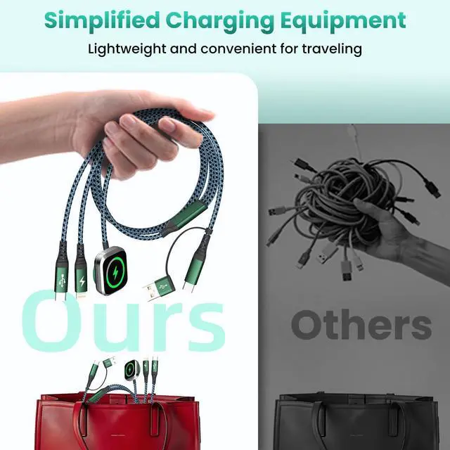 Alt view image 5 of 7 - Travel Essentials for iPhone iWatch Charger, 3 in 2 USB Cable for iWatch/iPhone Charger/L Port, Beach Vacation Essentials USB C Cord Compatible with iWatch 10-1/iPhone 17-11/PS/Galaxy/Car, 2Pack 5FT