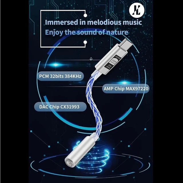 Alt view image 4 of 7 - JCALLY JM6 Pro USB C Type-C to 3.5mm Dual DAC CX31993 MAX97220 Digital Audio Portable decoding amp HiFi DAC Mobile Headset Adapter (Silver Red)