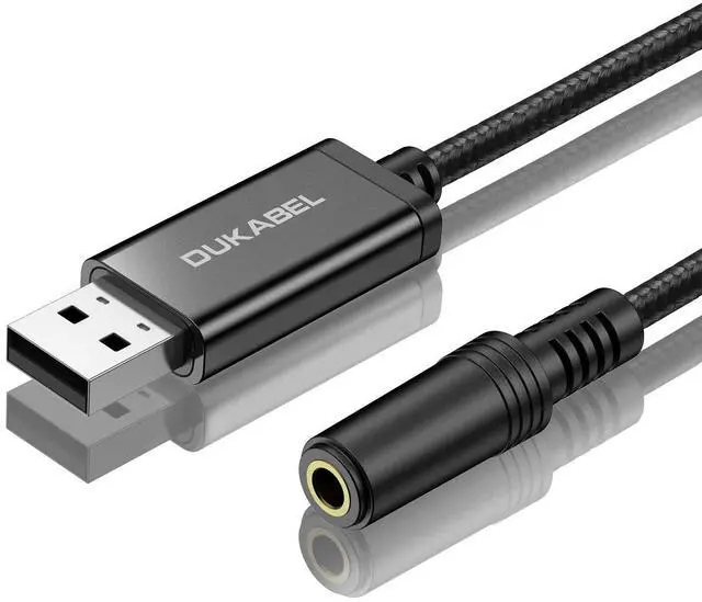 Main image of USB to 3.5mm Jack Audio Adapter, 45 inch TRRS USB-A to Headphone AUX Adapter Built-in Chip External Stereo Sound Card for Computer PS4 PS5 - Black